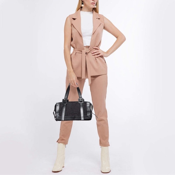 GIVENCHY Black Monogram Canvas and Leather Satchel Vintage Y2K - Picture 4 of 13